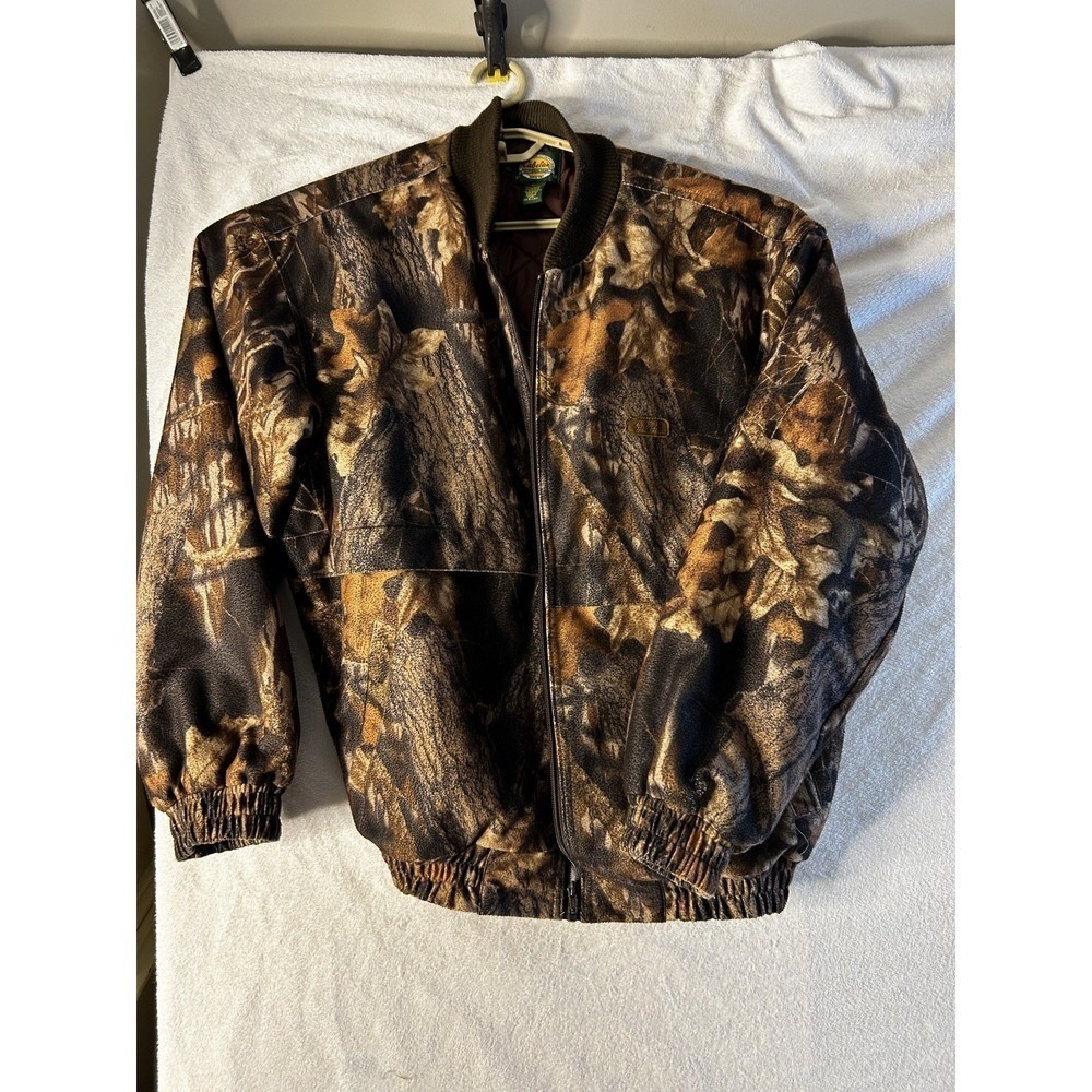 Cabela's Advantage Hunting Camo Fleece Bomber Jacket Men's Medium 4621 quilted